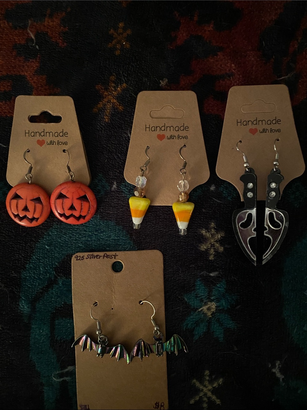 Handmade Halloween Pumpkin & Candy Corn Earrings Set - Orange, Yellow, Black